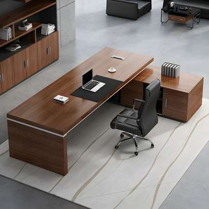 Office Desk: 180cm Brown Contemporary L-Shape Office Desk image 6