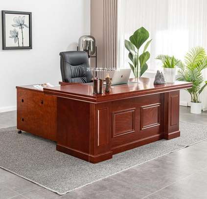 Office Desk; 1600mm Mahogany Brown Executive Desk image 3