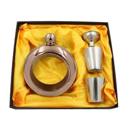 Round Flask Gift Set with Two Shot Glasses and Funnel image 1