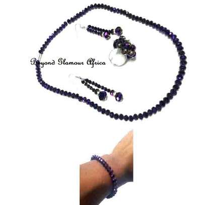 Womens Purple crystal Jewelry set combo image 1