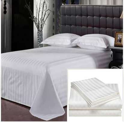 Good Quality White Stripped bedsheet set image 2
