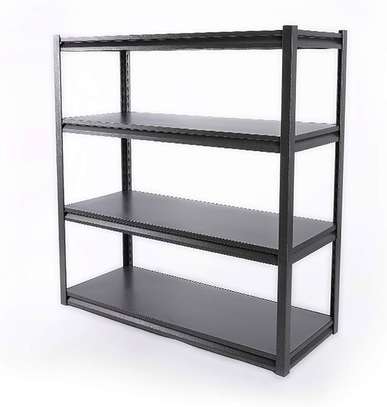 Black Steel Metal 4 Shelves Open Storage Rack image 1
