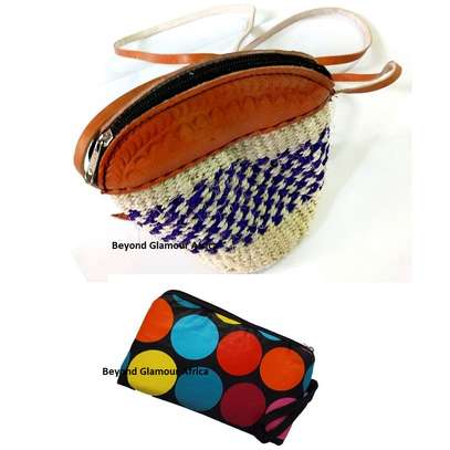 Womens small sisal kiondo and pouch image 1