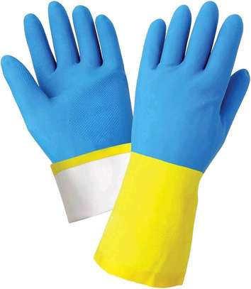Bi-color rubber latex gloves image 4