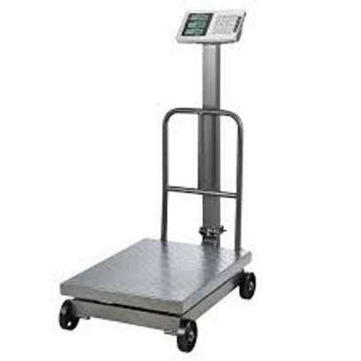 digital weighing scale with railing 300kg electronic platform image 1