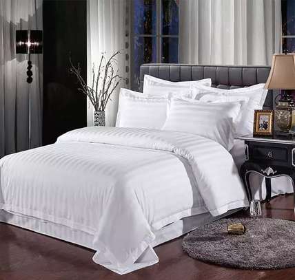 Top quality white striped pure cotton duvet covers image 1