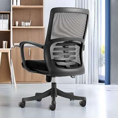 Office Chair: Mesh Strong Back Clerical Black Office Chair image 2