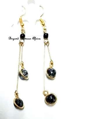 Womens Black Speckled crystal earrings image 2
