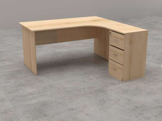 Office Desk :  L-Shaped Wooden Desk with Drawers image 7