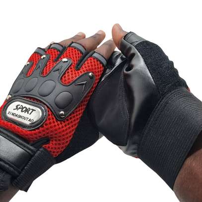 Red Light Cycling Half Gloves Riding Safety Wear image 7