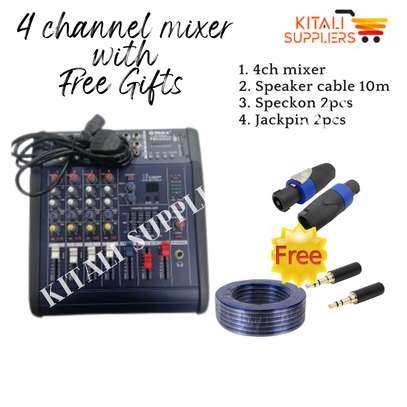 4 channel mixer with free speaker cable,speckons and jackpin image 2