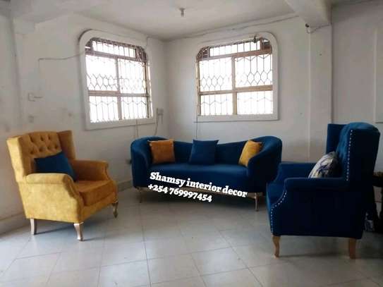 3,1,1 SOFA IN MUSTARD AND BLUE image 1