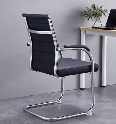 Office Chair : Black Chrome Leather Office Chair image 4