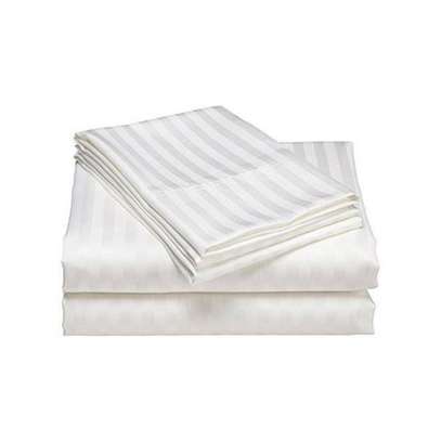 6x6 White Stripped Bedsheet Set (2 sheets & 2 Pillowcases) image 1
