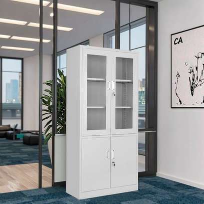 Durable White Metal Office Cabinet with Locks image 10