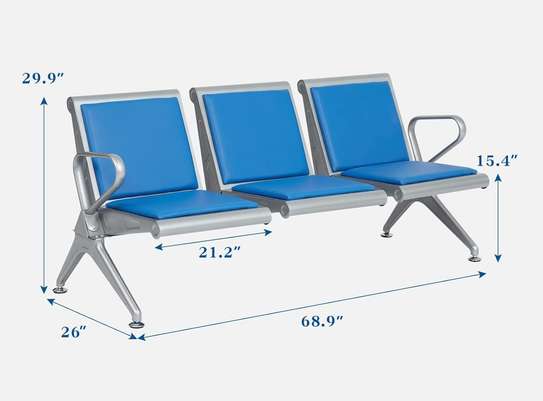 Office Bench; 3 Link Heavy Duty Padded Reception Bench image 5