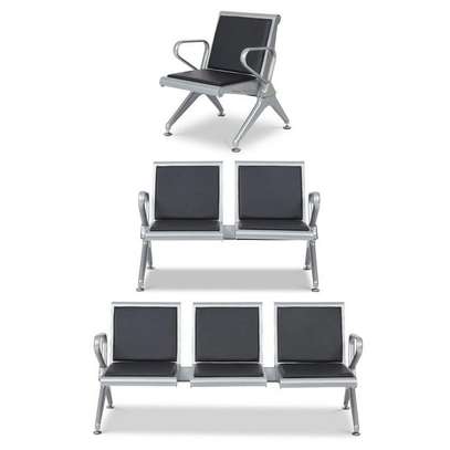 3 Seater Black Padded Reception Bench image 2