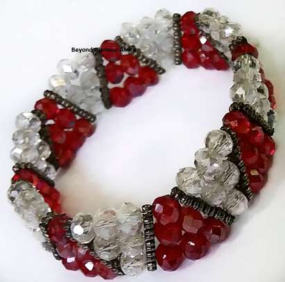 Womens Red crystal Bracelet and earrings image 1
