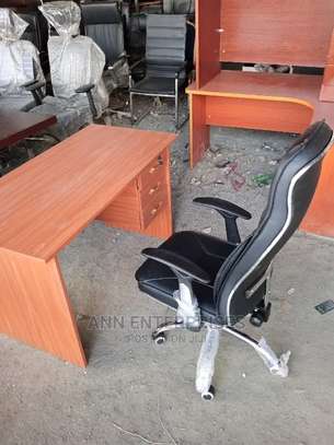 Office chair in leather plus cherry desk image 1