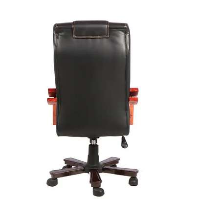 Office Chair: Leather Office Seat With Mahogany Armrest image 2