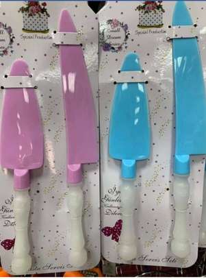 Cake knife set@450? available in colour blue and pink image 1