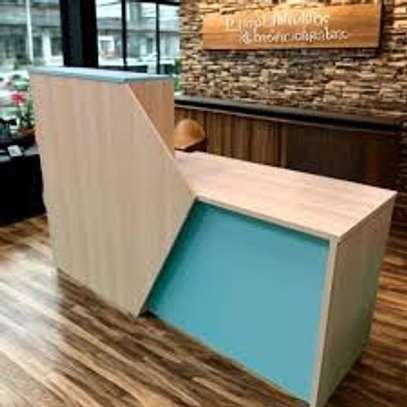 Modern Office Reception Table – Wooden Secretary Desk image 3