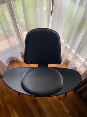 Three Legged Chair Lounge Chair Black Leather image 3