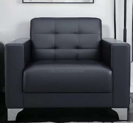 Office Sofa; Black Puffy Upholstery Office Sofa(5 Seater) image 1