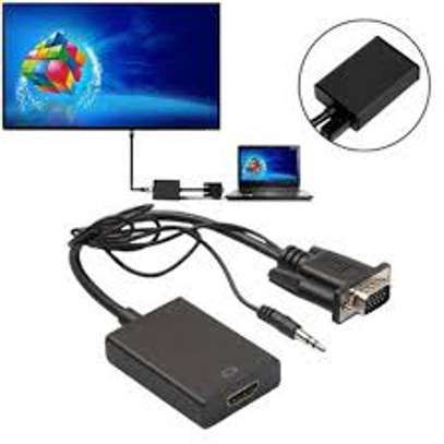 VGA to HDMI Adapter with 3.5mm Stereo AV Cable Converter image 1