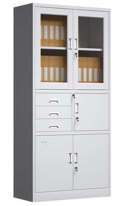 Glass Door Steel Filing Cabinet –3-Drawer Metal Storage image 2