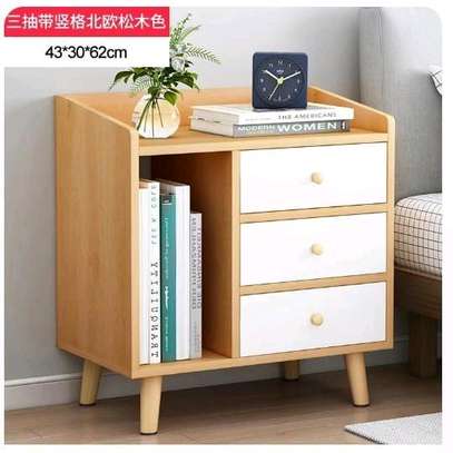 Bedside table with 3 drawers image 1