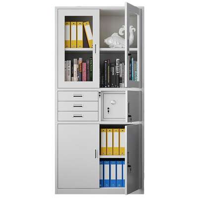Steel Glass Doors 3 Drawers Office Cabinet With A Safe image 11