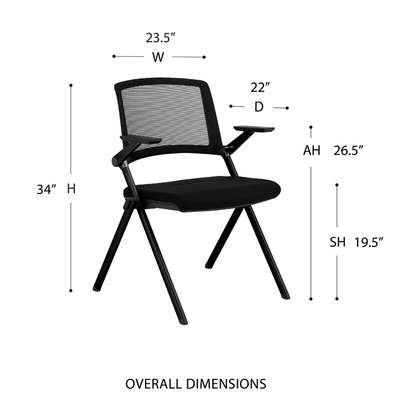 Office Chair: Black Foldable Fabric Ergonomic Chair image 3
