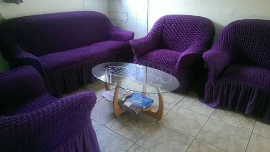 purple stretchable jacquard  sofa covers image 1