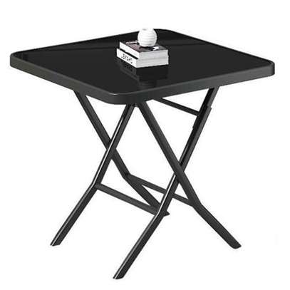 Black Square Glass Foldable and Portable Dining Table image 5