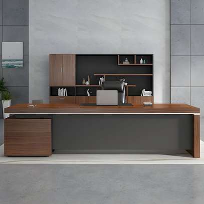 Office Desk: 180cm Brown Contemporary L-Shape Office Desk image 1
