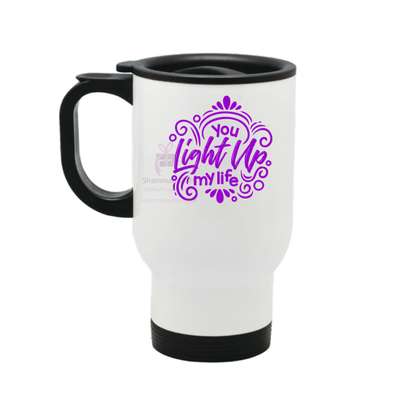 500ml thermal travel mug with a message "Do not give up" "You light up my world. image 2