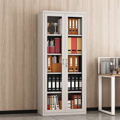 Steel File Cabinet with 2 Glass Swing Doors image 4
