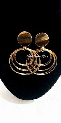 Ladies Gold Tone Multi strand loop earrings image 2