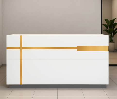 Office Desk: 160Cm Glossy White Office Counter Desk image 1