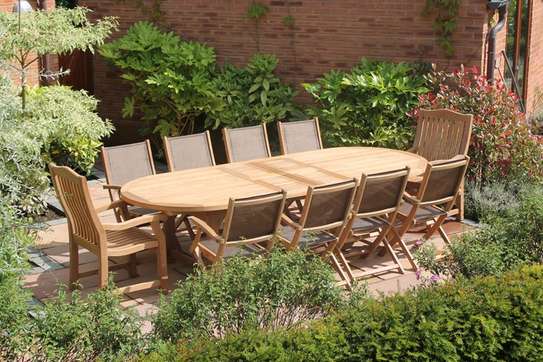 Mahogany /Mvule outdoors dining table and chairs image 5