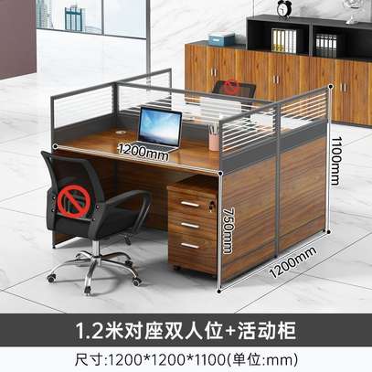 Office Table: Straight Modular Two Seater Office Workstation image 3