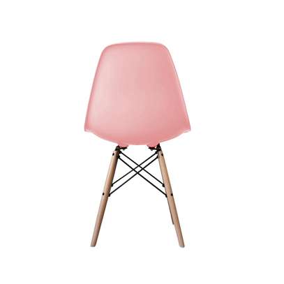 Dining Chair; Molded Abs Plastic, Wood Legs, Light Pink image 3