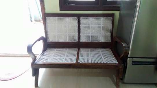 Lamu Office wooden- rattan-webbing waiting benches image 1