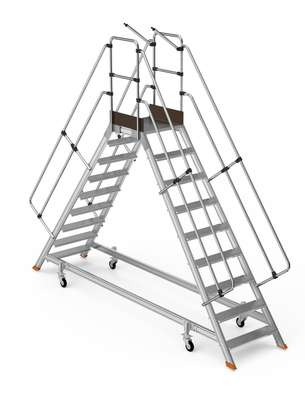 ALUMINIUM DOUBLE SIDED ADJUSTABLE WHEELED PLATFORM LADDER image 3