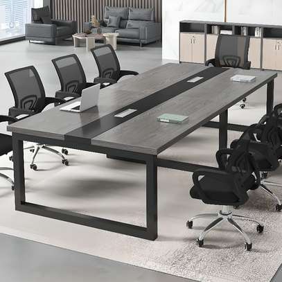 Grey Rectangular Large  Conference  Table image 3