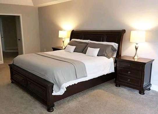 Super solid hardwood mahogany beds with cabinets image 3