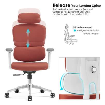 High-Back Ergonomic Home Office Chair – Orange image 2