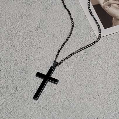 Black Cross Pendant Necklace image 2