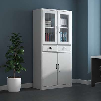 Modern Filing Cabinet with Glass Upper Doors image 4